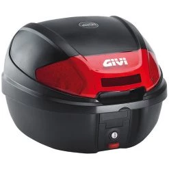 Motorrad-Roller-Top-Box Givi E300N2 Monolock 30 Liter Schwarz-Rot-Reflektoren