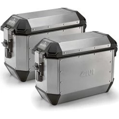 Paar Givi TREKKER ALASKA Seitenkoffer Aus Silber Aluminium 36 Liter