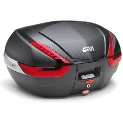 Topcase Monokey Moto Givi V47NN Topcase Mit Roter Nachrüstung In Carbonoptik